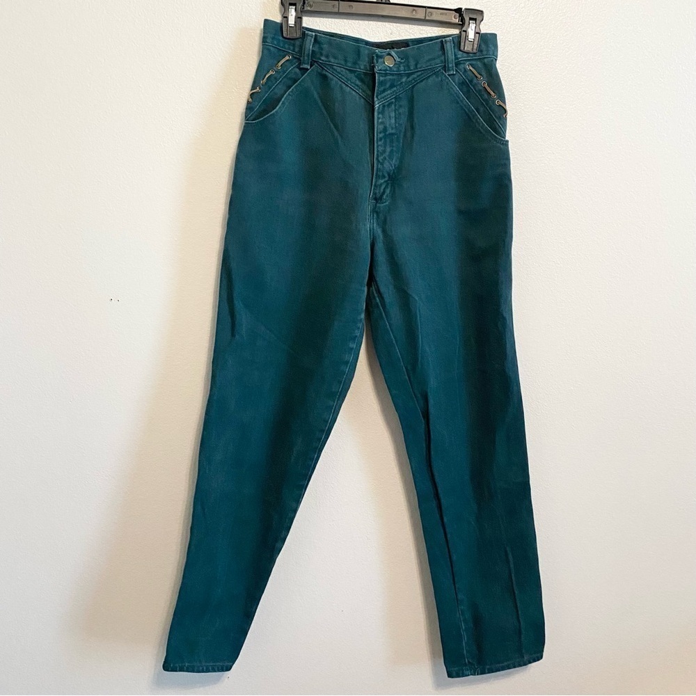 Vintage Silverlake Wrangler High Rise Green Lace Up Straight Leg Jeans Size 27